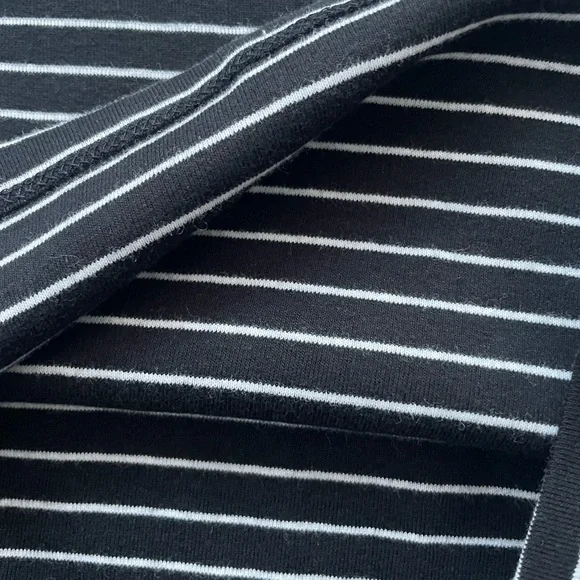 J. Crew Black Striped Gold Button Mock Neck Long Sleeve Top, S - Picture 9 of 12